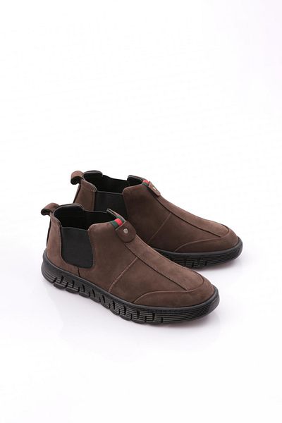DGN Ανδρικές μπότες με ελαστικά πλαϊνά Smoke Nubuck Γνήσιο δέρμα 7431303616