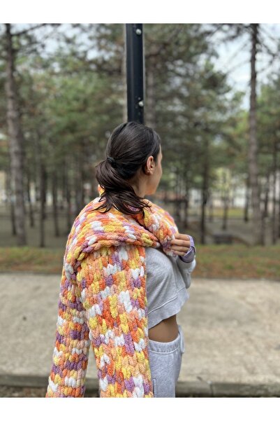 heuf Peluş Uzun Örgü Atkı