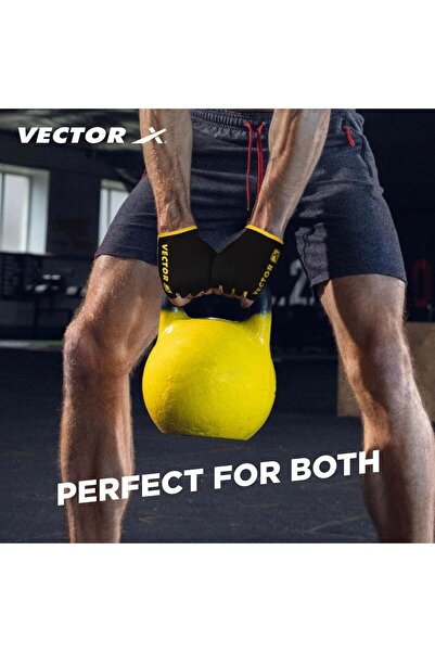 Vector X Fitness Glove Unisex (Black,Medium) Nylon Weight Lifting, Exercise, Fingerless Grip Gloves