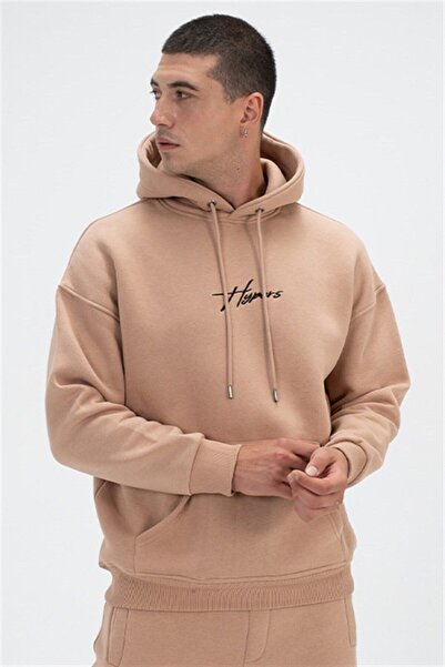 HYPERS Signature Embroidered Beige Sweatshirt Jogger Set