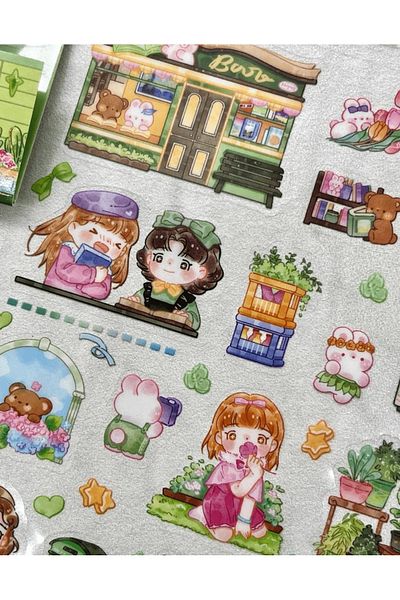 Kağıt Gemi Dükkan Cute Plant Shop Transparent Pet Green Sticker Set / Decal / Waterproof / Bullet Journal