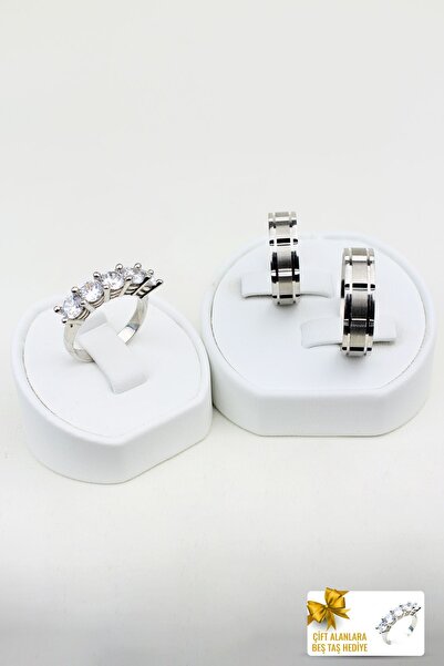 Twem Silver Estetik Bağlılık Çemberi 925 Ayar Gümüş Alyans Çift Alıma Beştaş ...