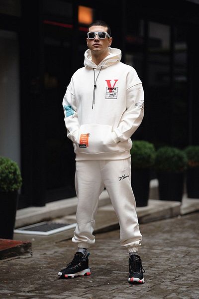 HYPERS Σετ Jogger με κουκούλα V Cool Printed Ecru
