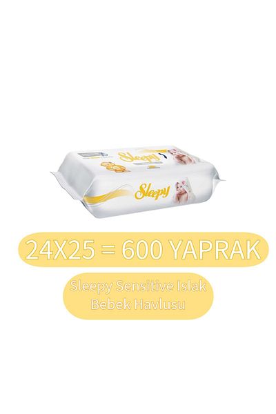 Sleepy Wet Sensitive Baby Towel - 24x25 (600 Sheets)