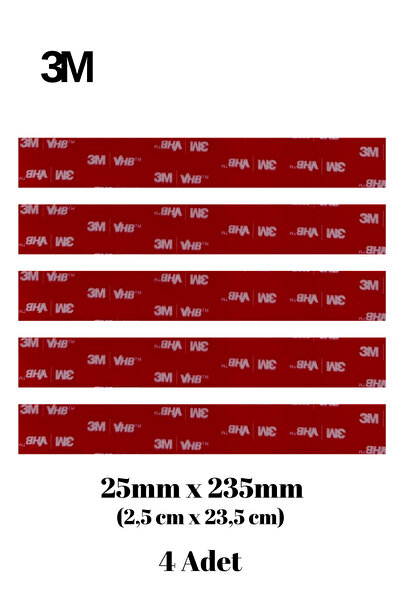 Genel Markalar 25x235x1mm Yedek Güçlü Çift Taraflı Vhb Bant Die Cut Kesim (4 ...