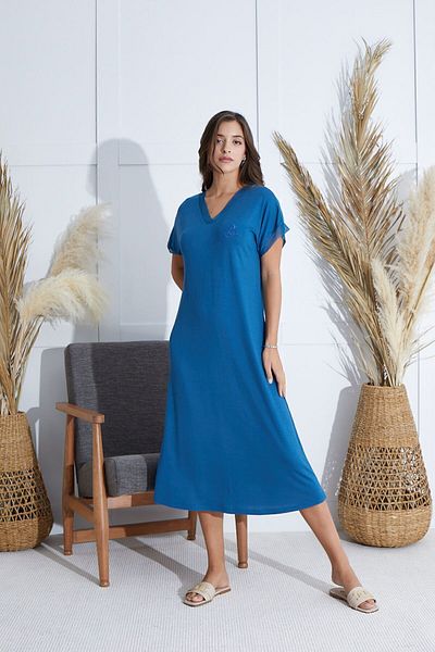 Sevim 15806 Model Stone Patterned Short Sleeve Dress Nightgown
