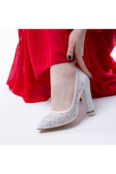 layki Calisto White Women's Heeled Shoes