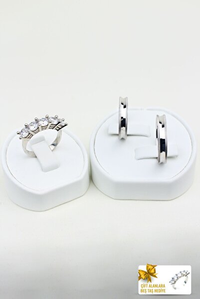 Twem Silver Modern Uyum Yüzük 925 Ayar Gümüş Alyans Çift Alıma Beştaş Hediye (TEK YÜZÜK FİYATIDIR)