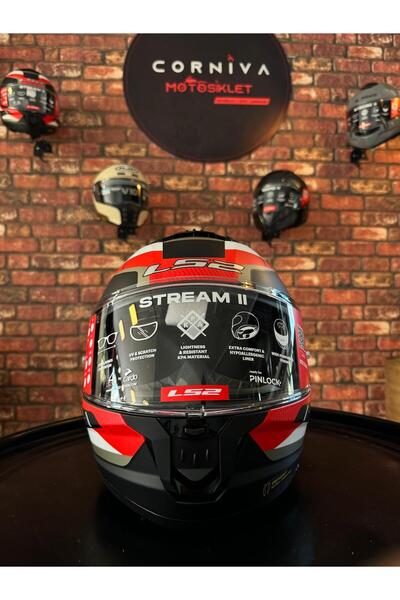 LS2 STREAM 2 ROAD MAT SİYAH-KIRMIZI-BEYAZ-GRİ KASK