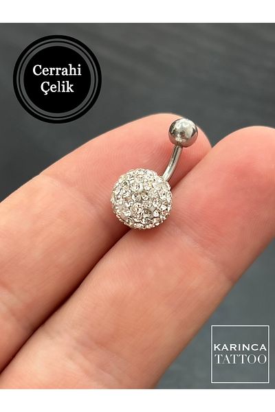 Karınca Piercing White Shiny Stone Fancy Belly Piercing