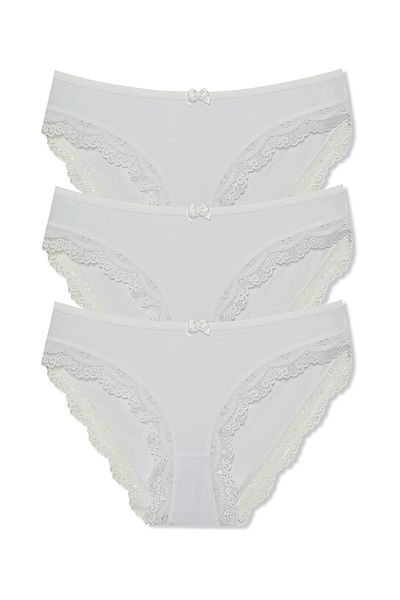HNX Γυναικεία εσώρουχα 3 τεμαχίων Sur Lace Λεπτομερή βαμβακερά