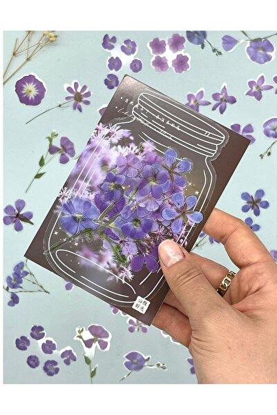 Kağıt Gemi Dükkan Retro Mor Çiçek 40 Adet Şeffaf Sticker/scrapbook/bullet Jou...
