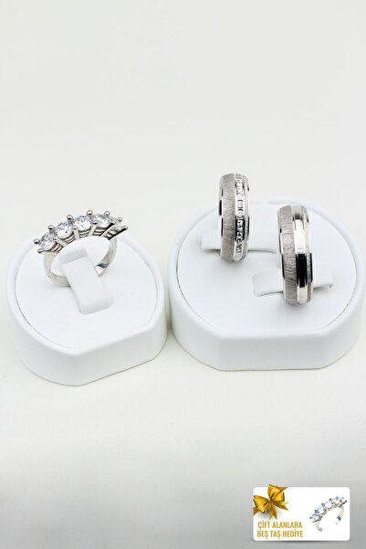 Twem Silver Göz Alıcı Ahenk Yüzük 925 Ayar Gümüş Alyans Çift Alıma Beştaş Hediye (TEK YÜZÜK FİYATIDIR)