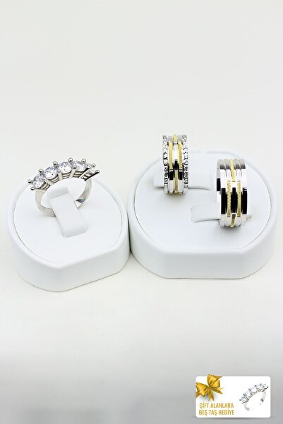 Twem Silver Gümüş Çizgiler Uyum Halkası 925 Ayar Gümüş Alyans Çift Alıma Beştaş Hediye (TEK YÜZÜK FİYATIDIR)