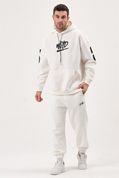 HYPERS Orignals Printed Ecru Hoody Jogger Set