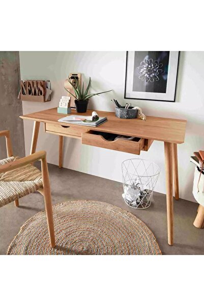 Genel Markalar Ahşap çift çekmeceli rustik çalışma masası