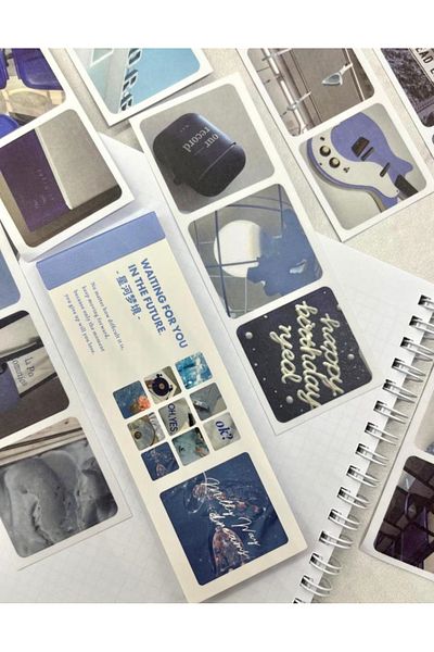 Kağıt Gemi Dükkan Waiting For You Blue Notebook Sticker / Decal / Bullet Journal / Notebook Decoration / Scrapbook