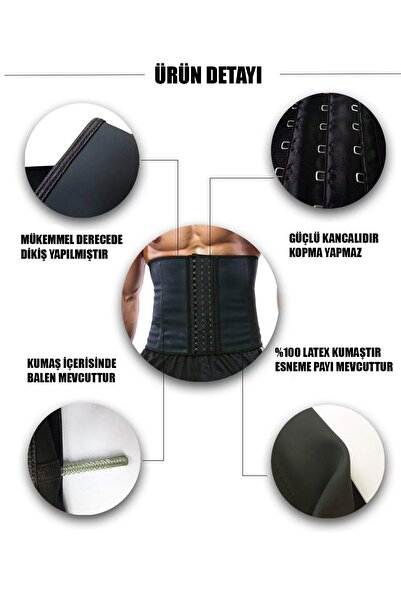 Dr. Fitto Latex Çelik Balenli Göbek Şekillendirici Erkek Bel Korse Siyah