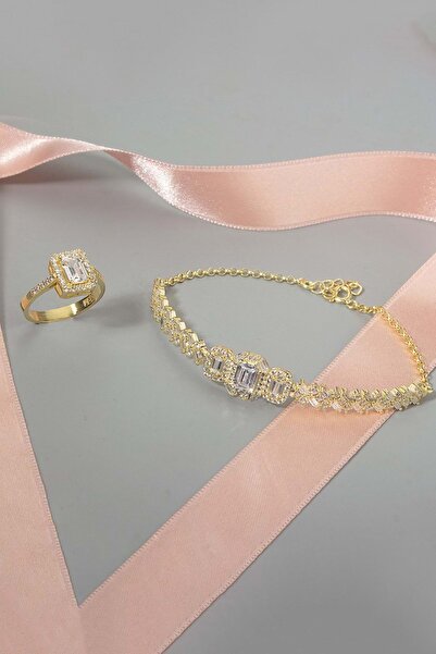 By More Tria Baget Stone 925 Ayar Gümüş Bileklik ve Yüzük Kombin