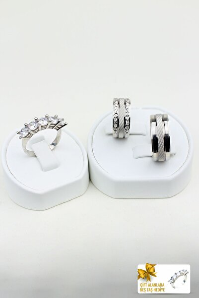 Twem Silver Modern Klasik Renkli Zarafet 925 Ayar Gümüş Alyans Çift Alıma Beştaş Hediye (TEK YÜZÜK FİYATIDIR)
