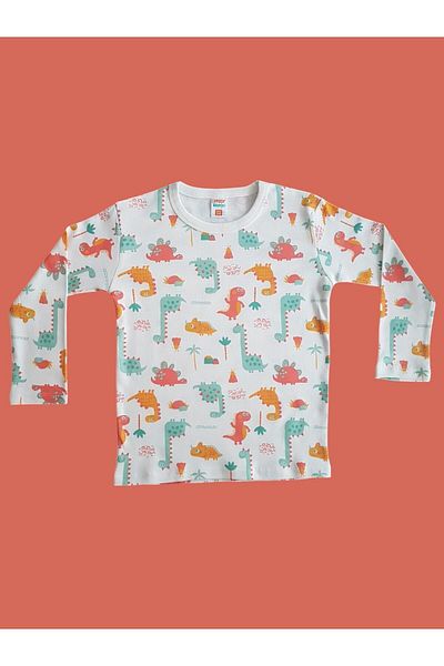 Çamaşır Bahçesi Patterned Children's Long Sleeve Pajama Set - # Printed Children's Pajamas # Laundry Garden # Dinosaur Patterned