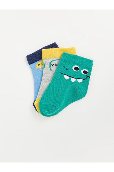 LC Waikiki lCW Printed 3-piece Sock Set for Baby Boy