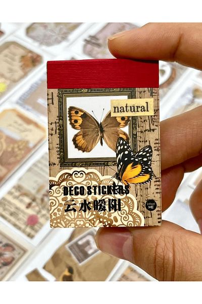 Kağıt Gemi Dükkan Vintage Butterfly Red 50 Sheets Notebook Sticker / Decal / Bullet Journal / Notebook Decoration