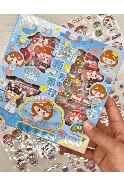 Kağıt Gemi Dükkan Sevimli Deniz Kızı 3 Bölümlü 18 Yaprak 120 Adet Mavi Kutu K...