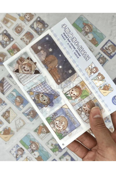 Kağıt Gemi Dükkan Sevimli Kız ve Dostları 14 Yaprak 88 Adet Sticker/Etiket/Çı...