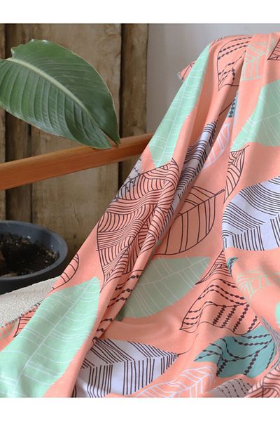 WALLHANG Colorfull Leaf Fleece Blanket, Sofa Throw