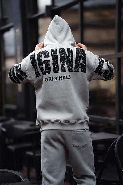 HYPERS Σετ Jogger με στάμπα γκρι με κουκούλα Orignals