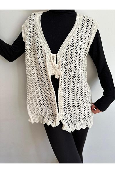 Çeyizcim White Knitwear Knit Vest - Laced