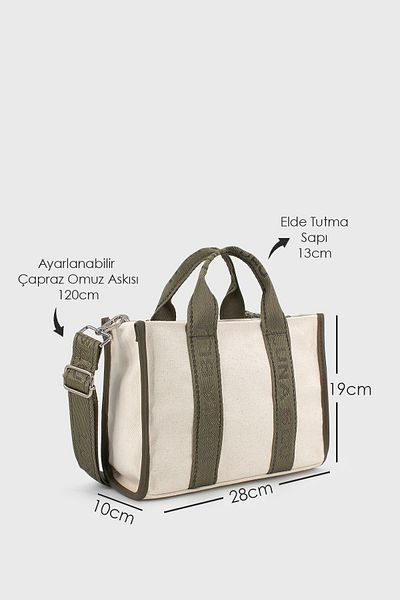 LUNABLU Women's Khaki Canvas Crossbody Bag