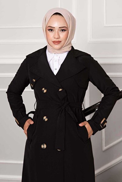 EBRUTESETTÜR Comfortable Fit Double Breasted Button Detailed Sleeves Adjusted Trench Coat