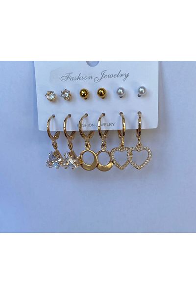 DEMOKAN 12 Pieces Triangle Zircon Stone Women's Heart Earrings
