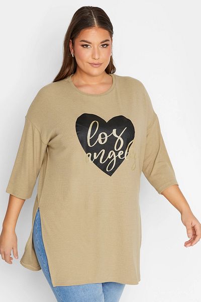 Stil Diva Pulover lung cu inimă cu fantă slabă de mărime mare - 301780