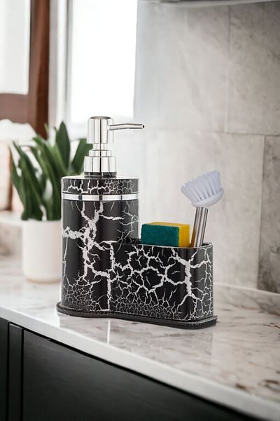 okacih Liquid Soap Dispenser with Tank Kitchen Bathroom Detergent Dispenser Soap Dispenser Brush Sponge Not Included
