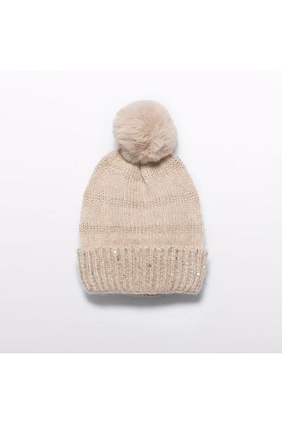 Abel & Lula Girl's Abel and Lula - Sequin Beret Beige L25K5916