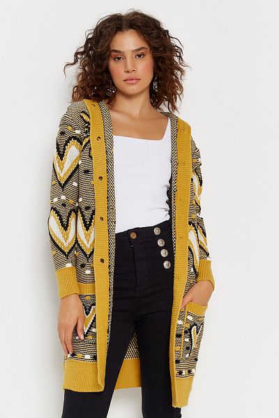 Hopoi Cardigan cu glugă pentru femei cu model de inimă și flori