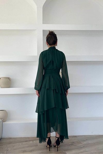 Riche Γυναικείο φόρεμα Khaki Midi Chiffon