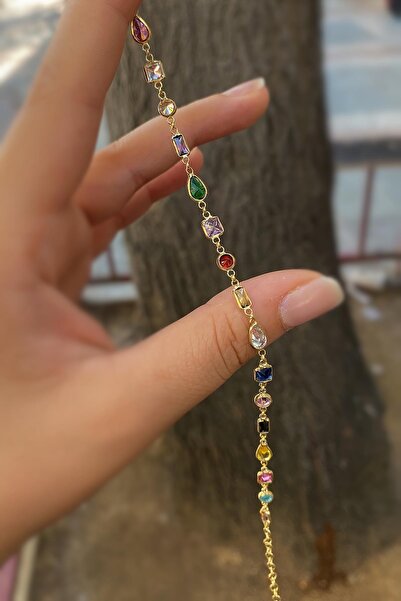 Erer Gümüş Gümüş altın kaplama renkli taşlı bileklik cm56e232