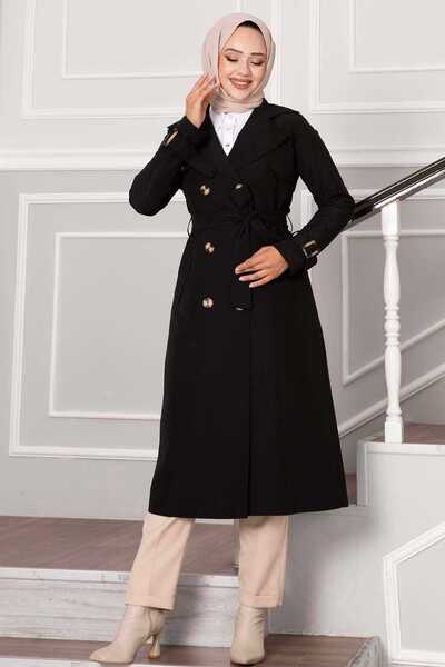 EBRUTESETTÜR Comfortable Fit Double Breasted Button Detailed Sleeves Adjusted Trench Coat