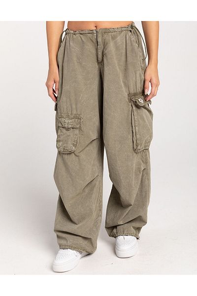 september island Washed Khaki Oversize Cargo Pocket Trousers