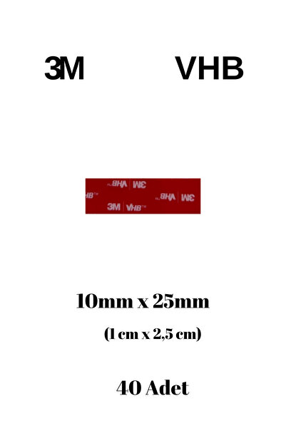 3M 10x25x1mm Yedek Güçlü Çift Taraflı Vhb Bant Die Cut Kesim (40 ADET)
