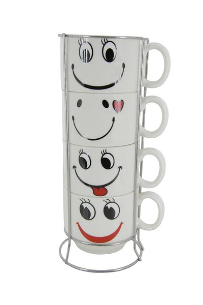 Coverzone 200 ml Ceramic Mug - Smiling Face Themed, Colorful Design Cup for Tea and Coffee Serving