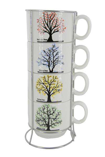 Coverzone Ağaç Temalı 200 ml Seramik Kupa Bardak Çay ve Kahve Servisleriniz i...