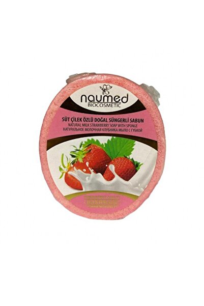 NAUMED صابون إسفنجي طبيعي بخلاصة الفراولة الحليبية (يساعد على إصلاح البقع وال...