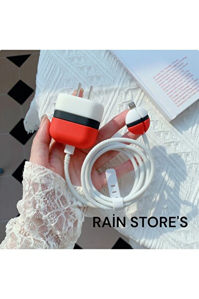 Rain Stores Iphone 18w/20w Şarj Başlığı Uyumlu Pokemon Topu Kılıfı Ve Kablo Koruyucu