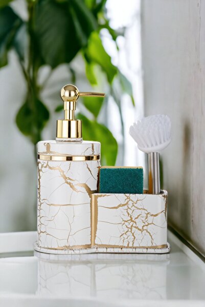 okacih Δοχείο υγρού σαπουνιού με μοτίβο Δοχείο απορρυπαντικού μπάνιου κουζίνας Δοχείο σαπουνιού με μπολ σφουγγαριού βούρτσας δεν περιλαμβάνεται