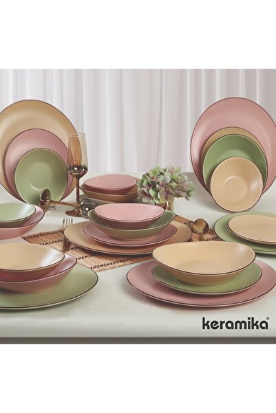Keramika Takım Yemek 6 Kişilik Karışık Renkli